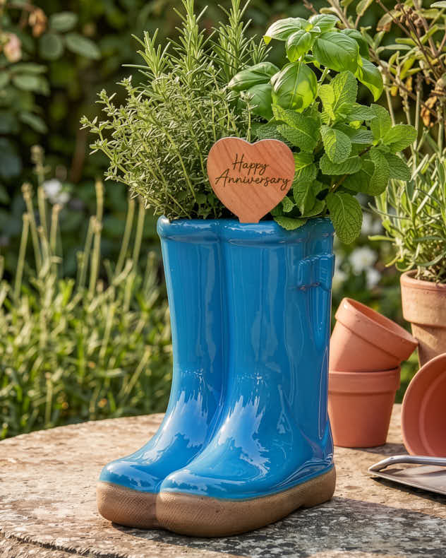 Personalised Bright Welly Boot Plant Pot