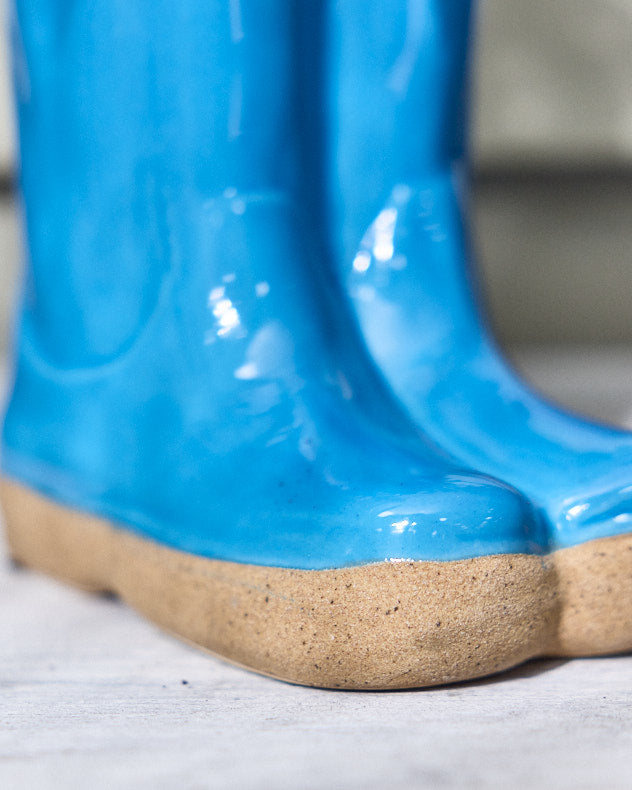 Little and Large Bright Blue Wellington Boot Plant Pots