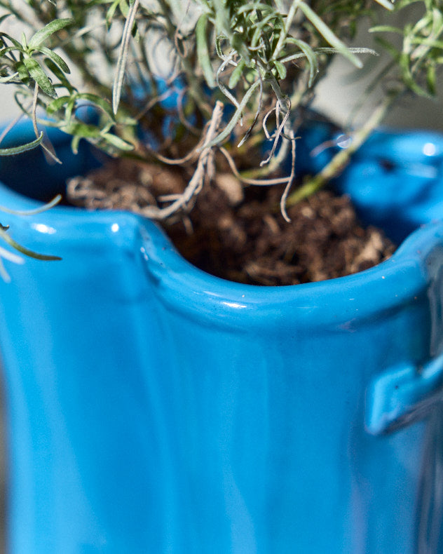 Small Bright Blue Welly Boot Planter