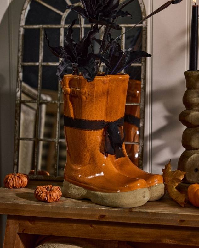 Halloween Pumpkin Orange Welly Planter