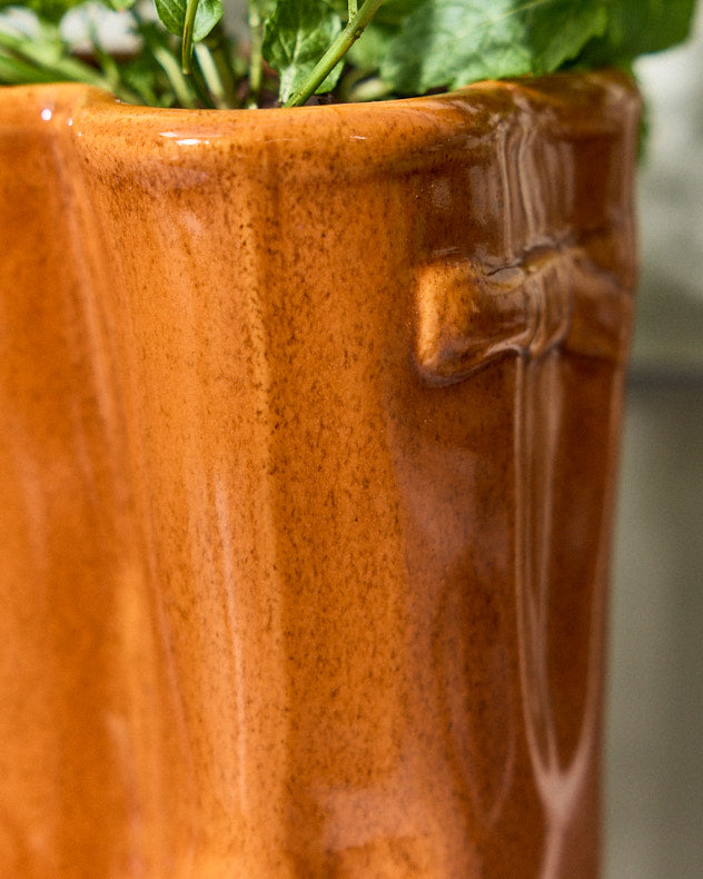 Orange Welly Boot Planter with Personalised Marker
