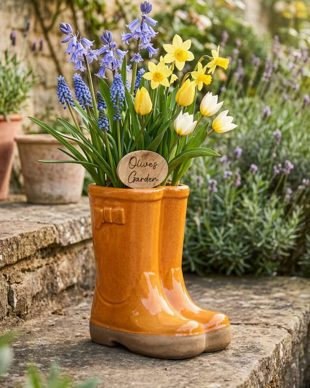 Pots & Planters Small - Welly Boot Ceramic Planter with Personalised Marker