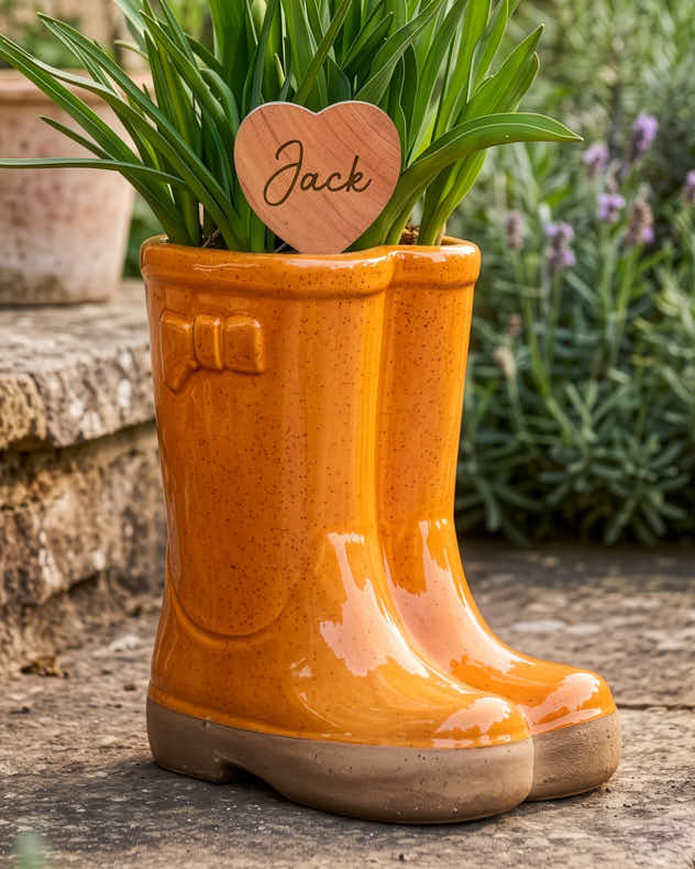 Welly Boot Ceramic Planter with Personalised Marker