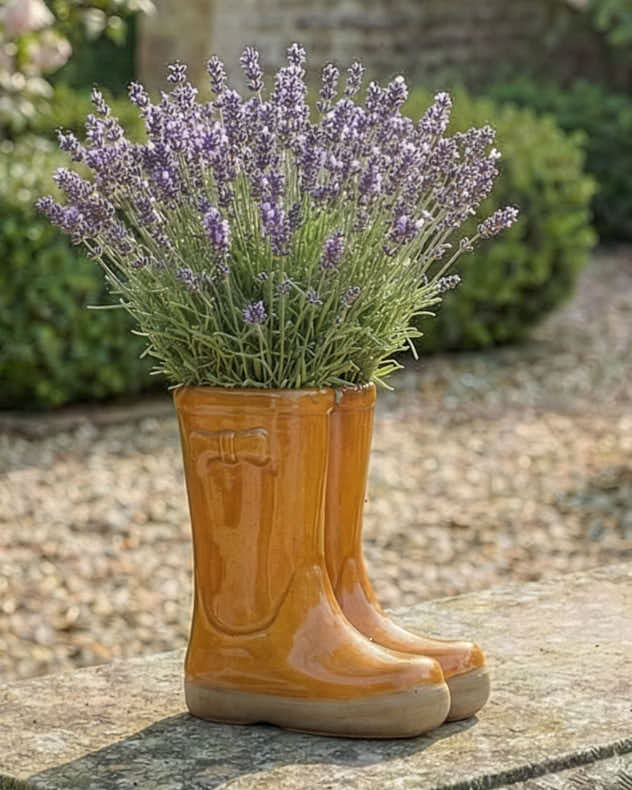 Pots &amp; Planters - Little &amp; Large Orange Welly Boot Plant Pots