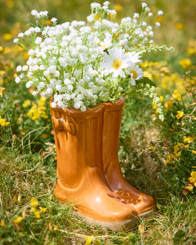 Jardinière en forme de bottes Wellington orange