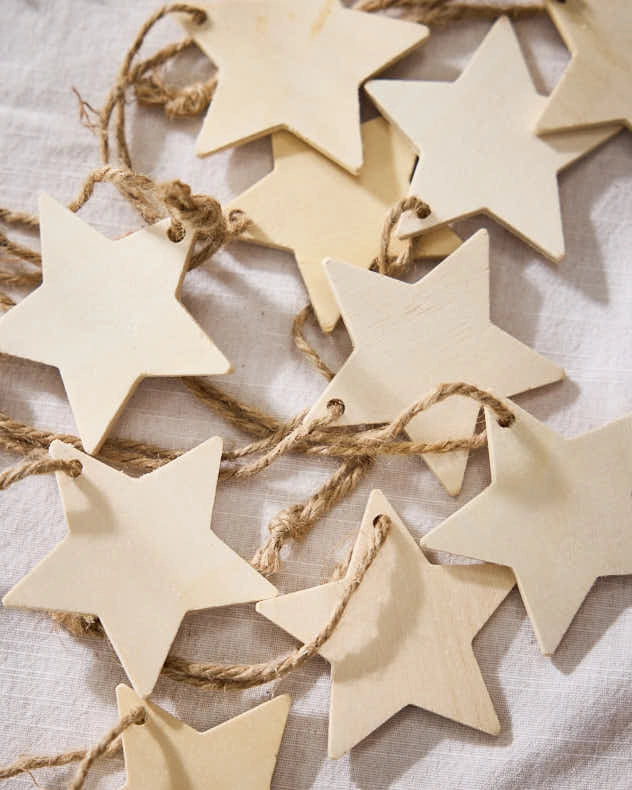 Gift Tags - 10 Pack Wooden Star Christmas Gift Tags