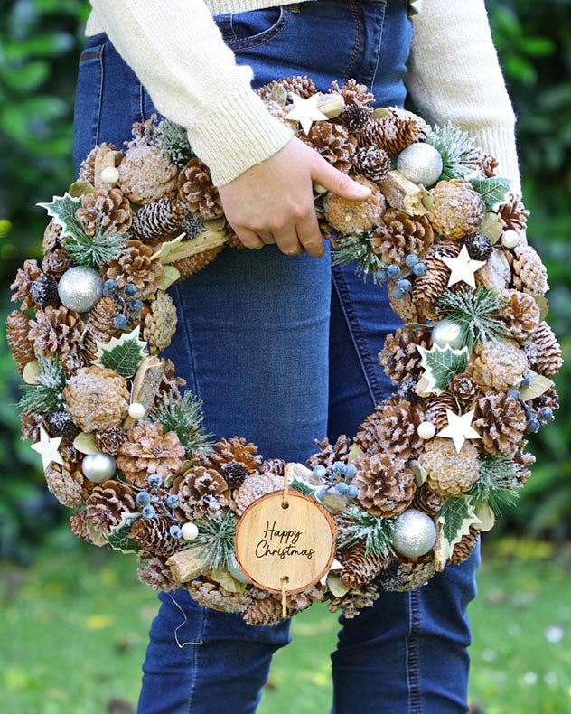 Personalised Giant Frosted Ivy Wreath 50cm