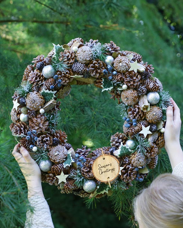 Personalised Giant Frosted Ivy Wreath 50cm