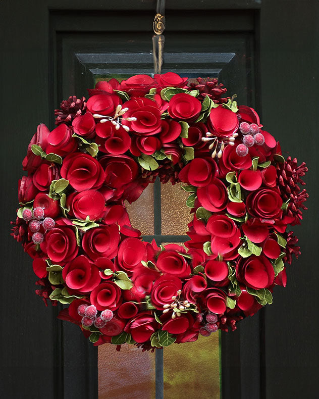 Indoor Red Crimson Rose Wreath