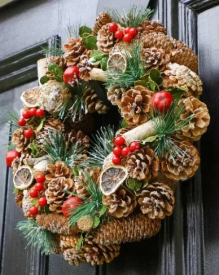 Festive Fruits Christmas Door Wreath side view