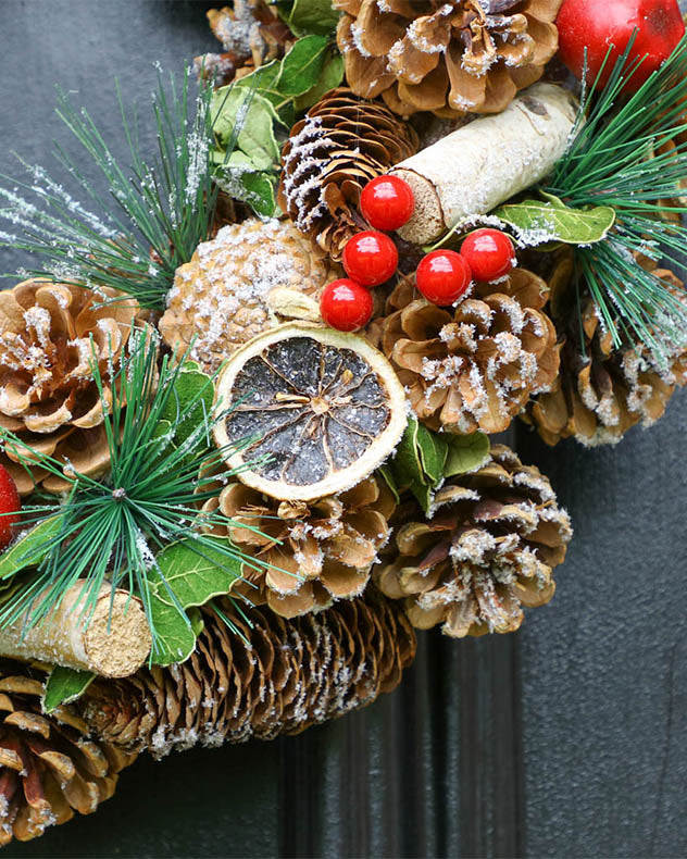 Personalised Festive Fruits Christmas Door Wreath 38cm
