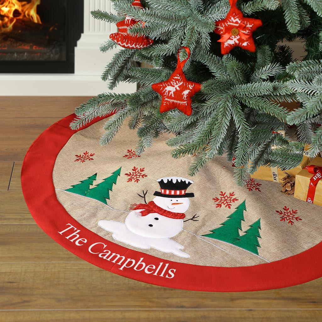 Personalised Traditional Red Festive Friends Christmas Tree Skirt