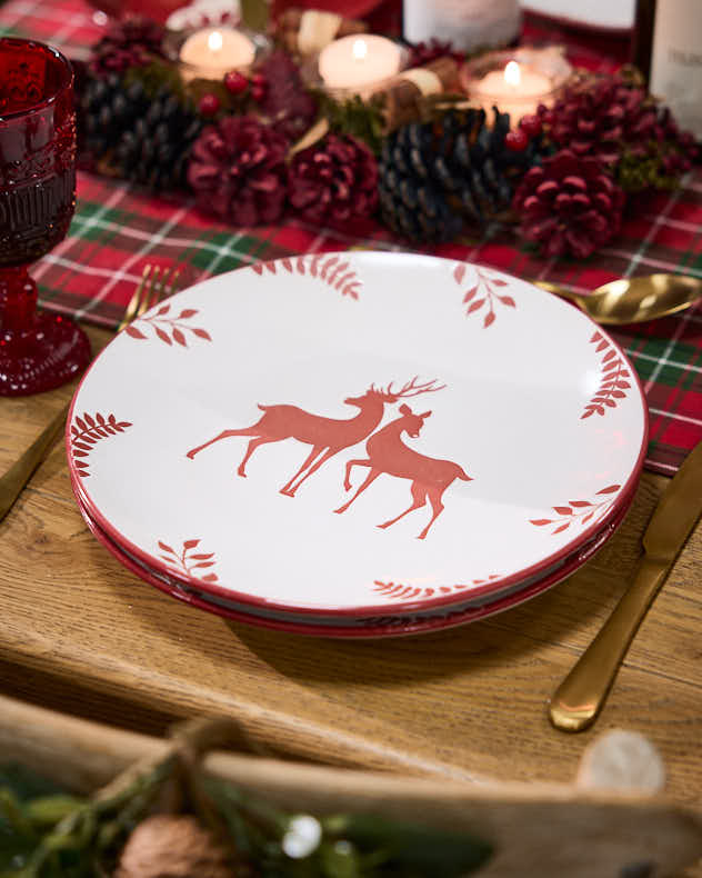 6 Piece Red Stag Dinner Set