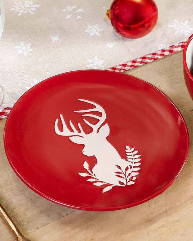 Cranberry Stag Side Plates Dibor