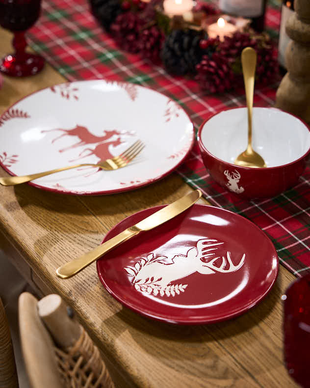 Bowls Set of 6 - Cranberry Stag Bowls