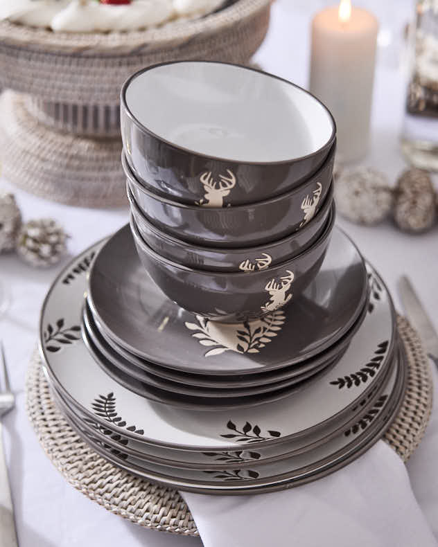 12 Piece Grey Stag Dinner Service