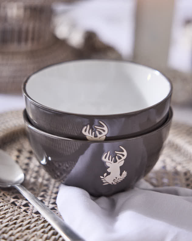 Bowls Set of 4 - Grey Stag Bowls