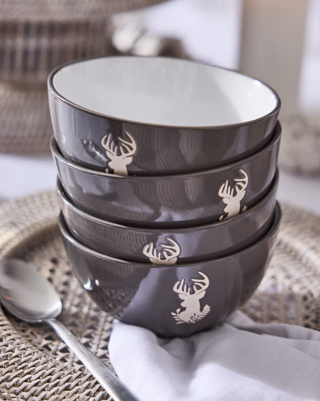 Dinnerware Sets - 12 Piece Grey Stag Dinner Service