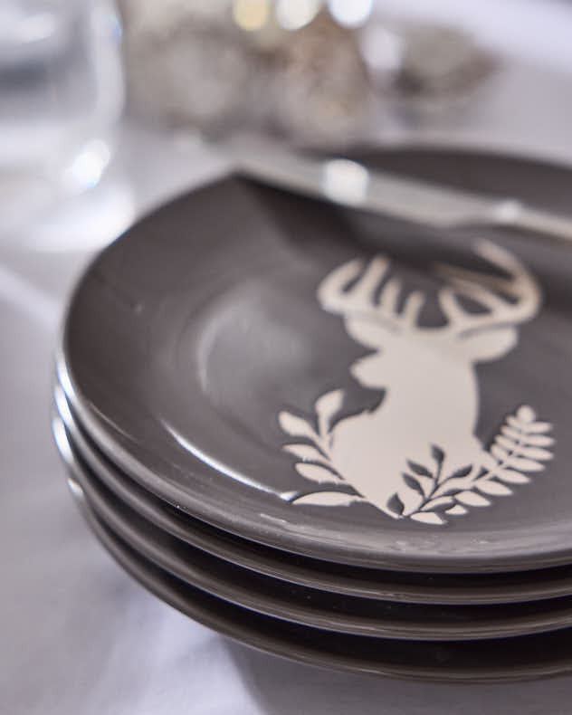 Plates Set of 6 - Grey Stag Side Plates