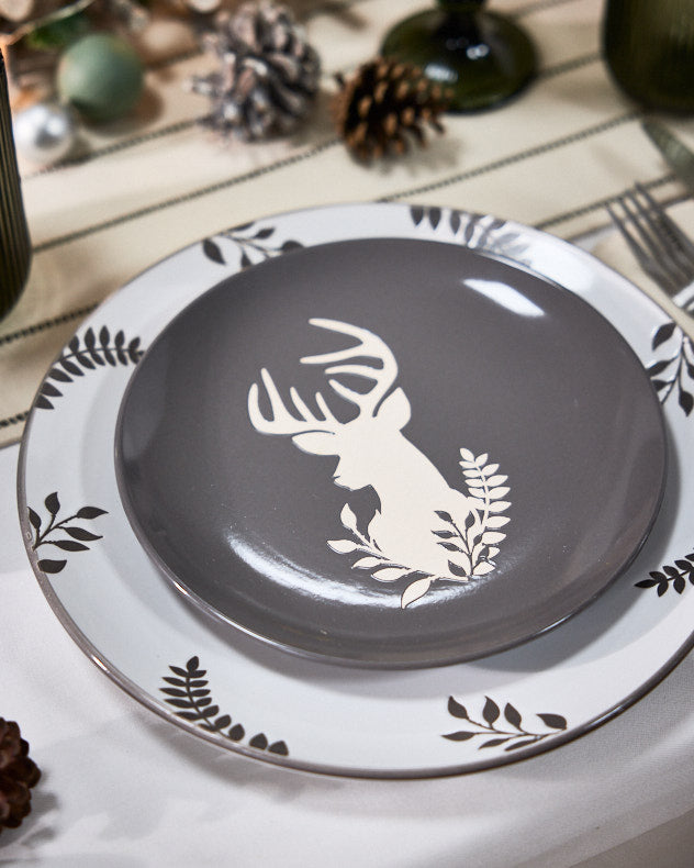 18 Piece Grey Stag Stoneware Dinner Set