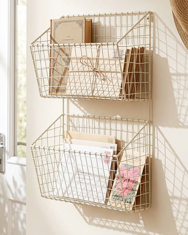 Storage Baskets - Country Cream Storage Rack