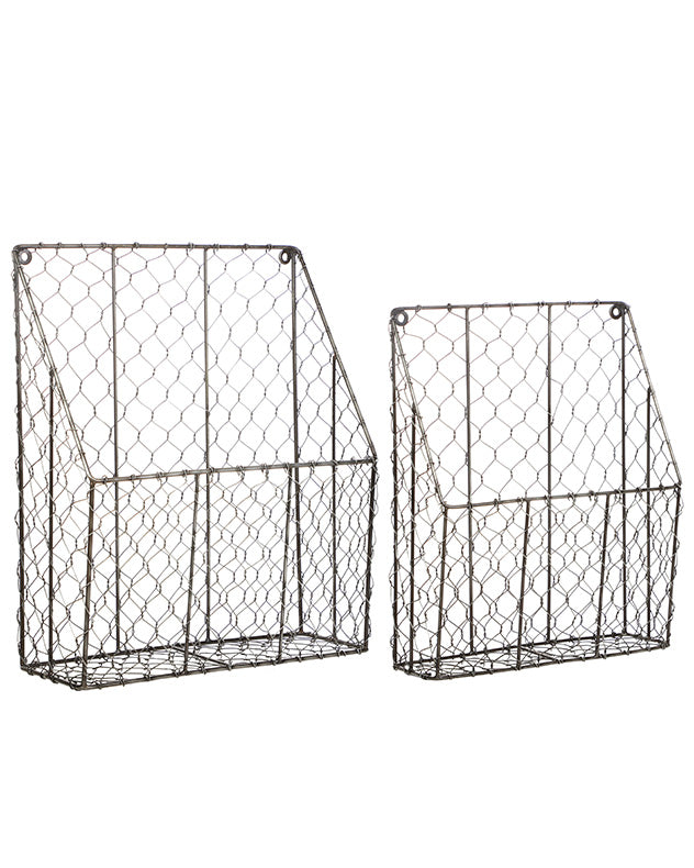 Set of 2 Black Wire Wall Mounted Storage Baskets