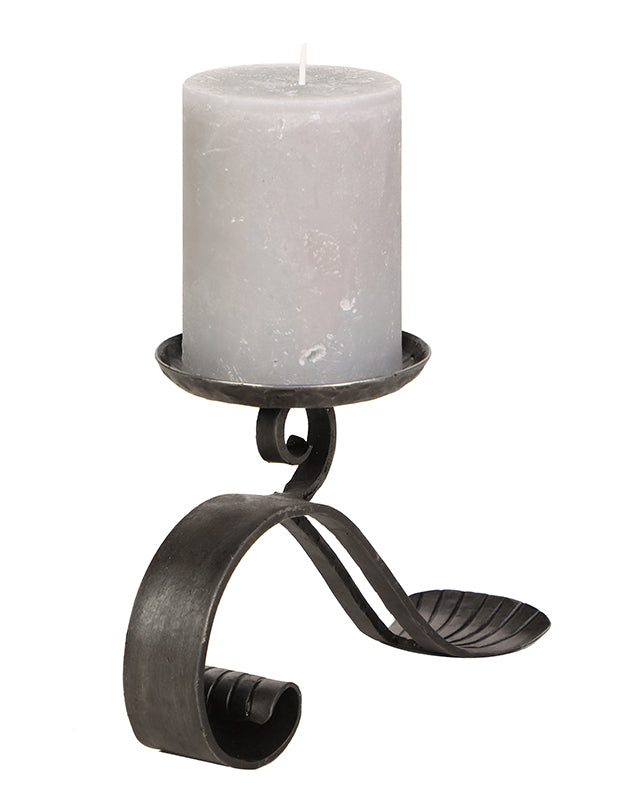 Forged Iron Scrolling Pillar Candle Holder