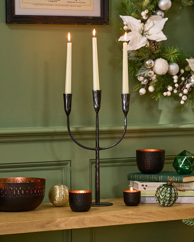 Forged Iron Trident Candelabra