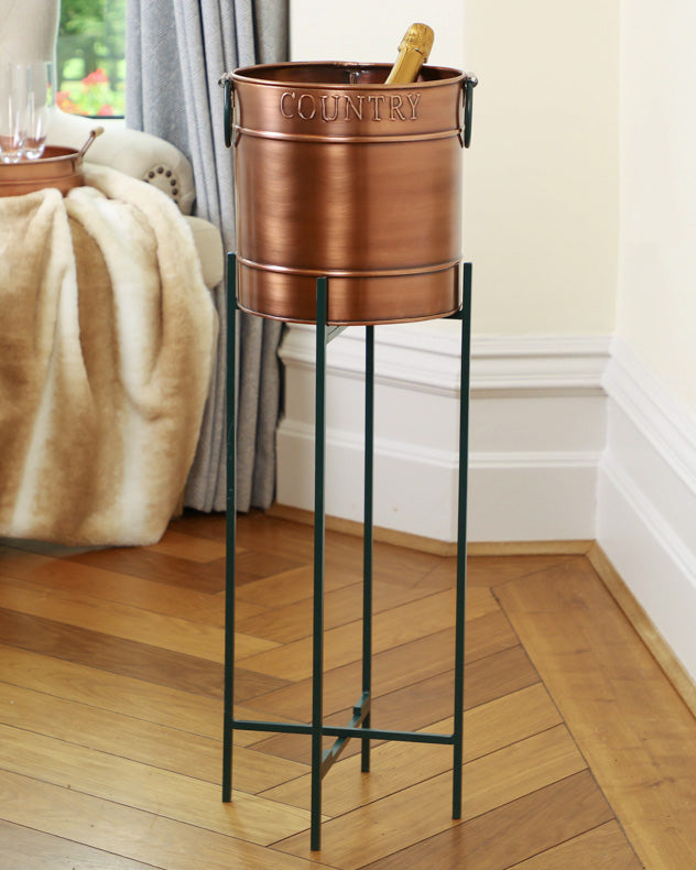 Copper and Emerald Green Standing Champagne and Ice Bucket