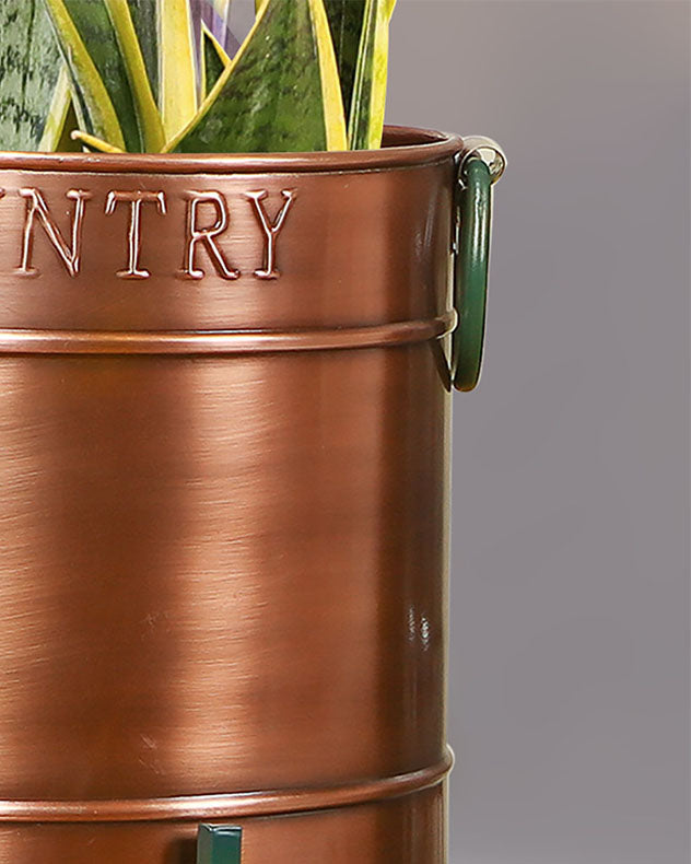 Copper & Green Indoor Planter with Stand & Tray