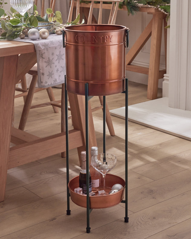 Copper and Emerald Green Standing Champagne and Ice Bucket