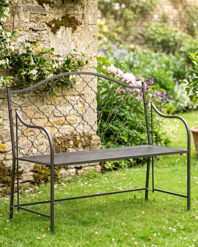 Grey Marrakech Trellis Garden Bench