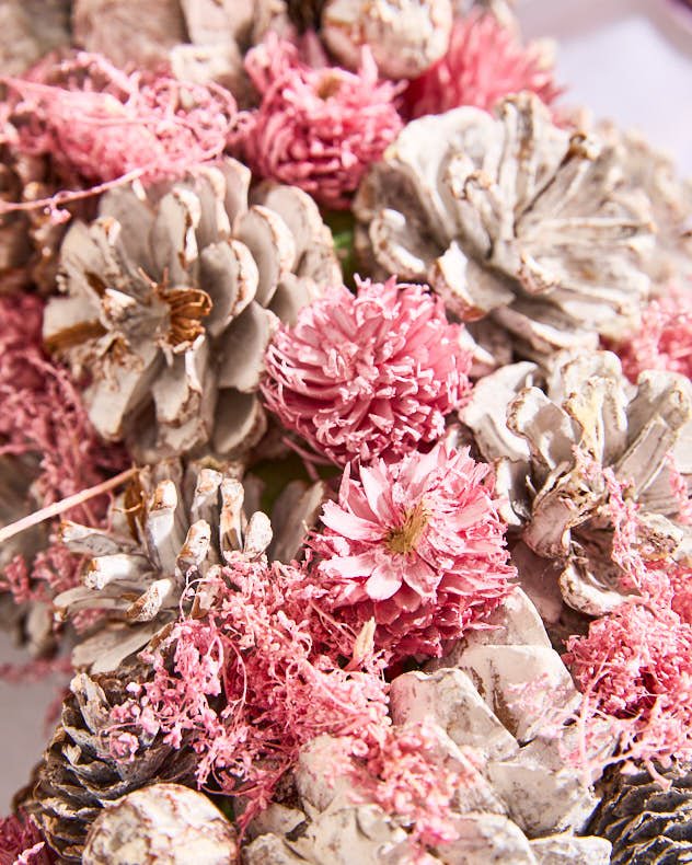 Winter Sparkle Pink Christmas Door Wreath 38cm