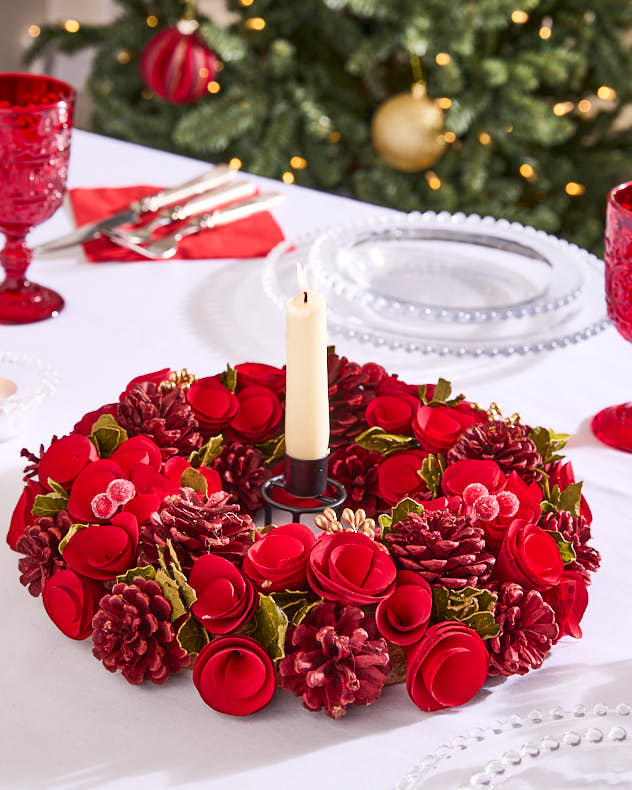 Candle Holders Large - Red Rose Table Centrepiece