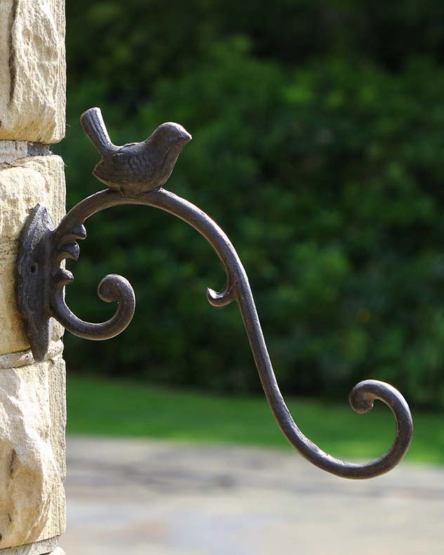 Perched Bird Hanging Basket Bracket