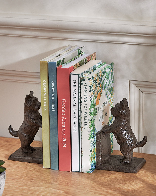 Brown Recycled Iron Bookends - Pair of Westie Bookends