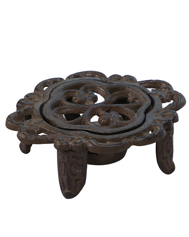 Set of 2 Ornate Cast Iron Warming Plates