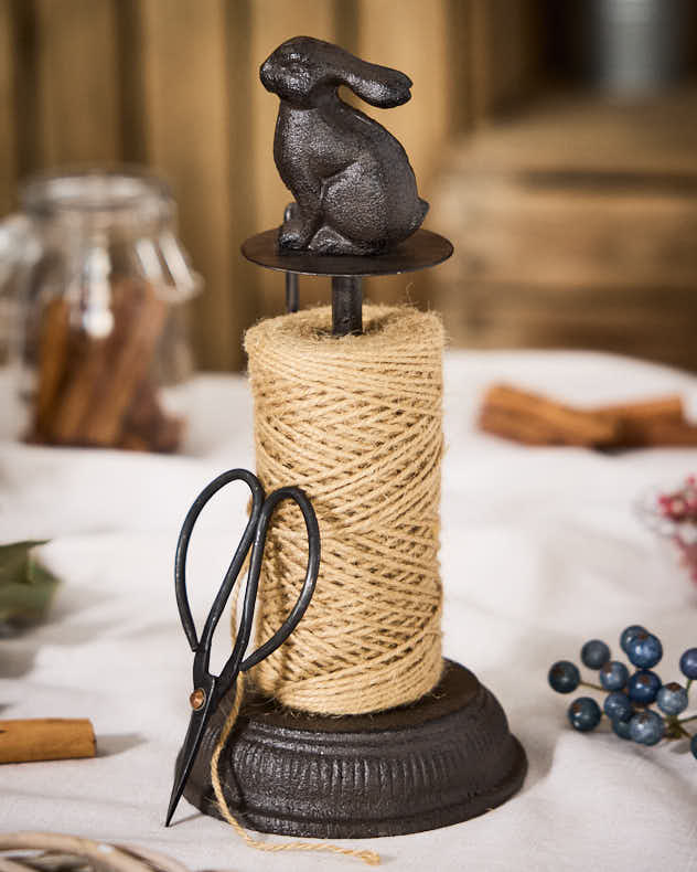 Cast Iron Rabbit Garden String Dispenser with Scissors