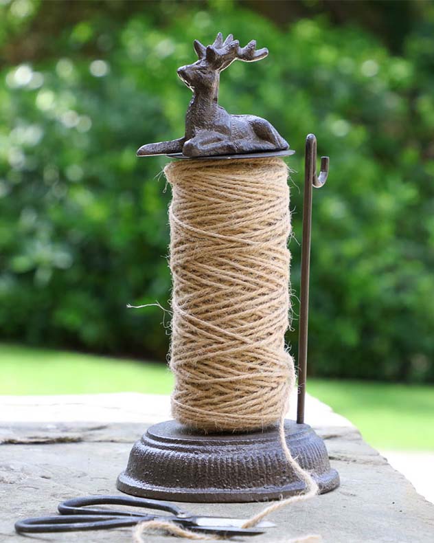 Cast Iron Stag Garden String Dispenser with Scissors