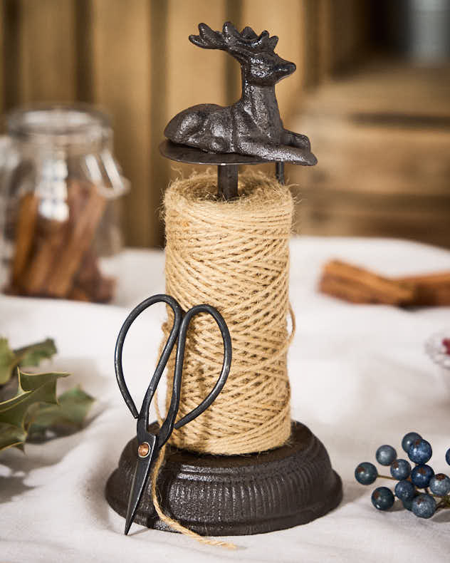 Cast Iron Stag Garden String Dispenser with Scissors