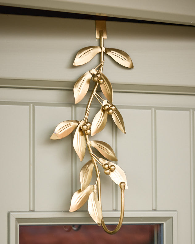 Gold Recycled Iron Wreath Hangers - Olive Branch Wreath Hanger