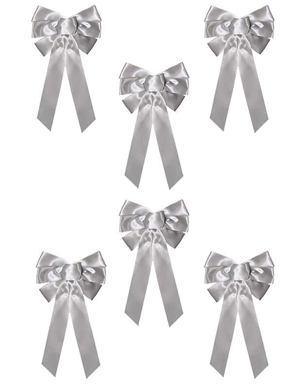 Set of 6 Large Silver Craft Bows