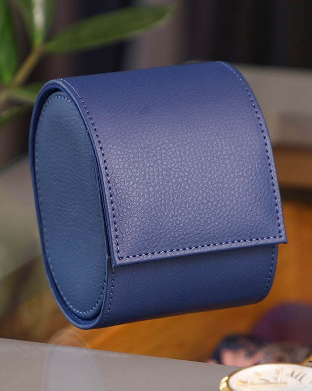 Steel Blue Leather Travel Watch Holder