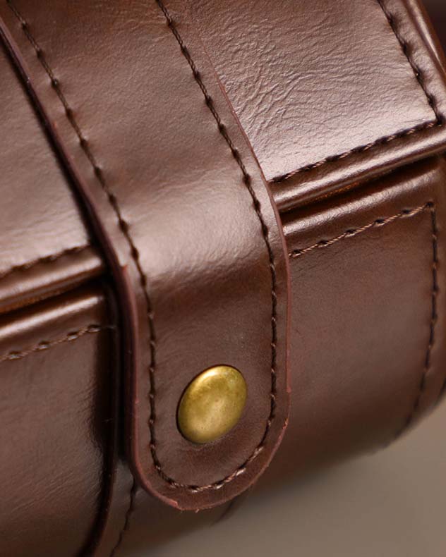 Rich Brown Leather Travel Watch Holder
