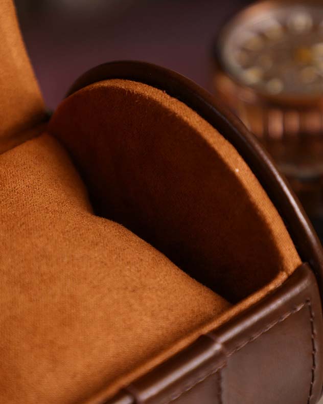 Rich Brown Leather Travel Watch Holder