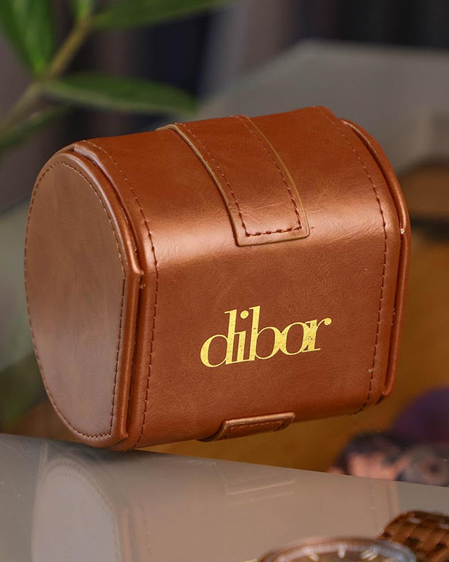 Tan Brown Leather Travel Watch Holder Dibor