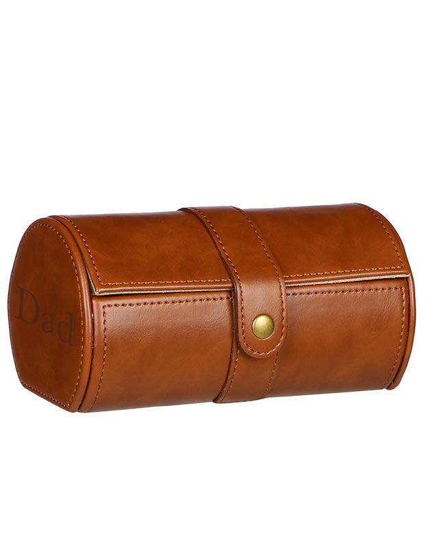 Personalised Tan Leather Double Watch Box