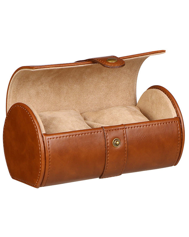 Tan Brown Leather Two Section Watch Box