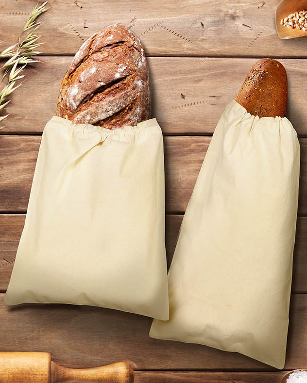 Set of 2 Reusable Cotton Bread Bags