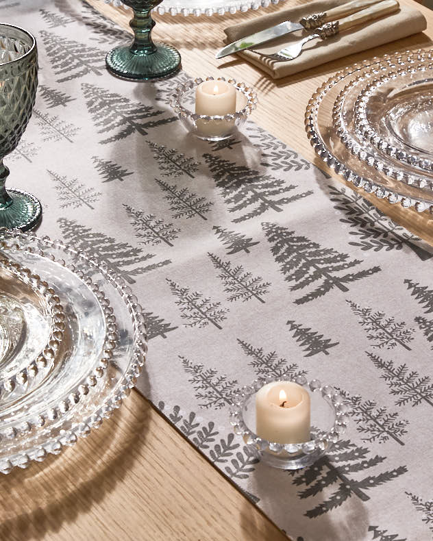 Grey Tree Cotton Table Runner